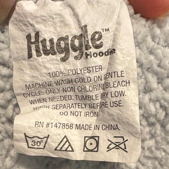 Blue and White Tie-Dye Oversized Fleece Hoodie - Picture 4 of 4